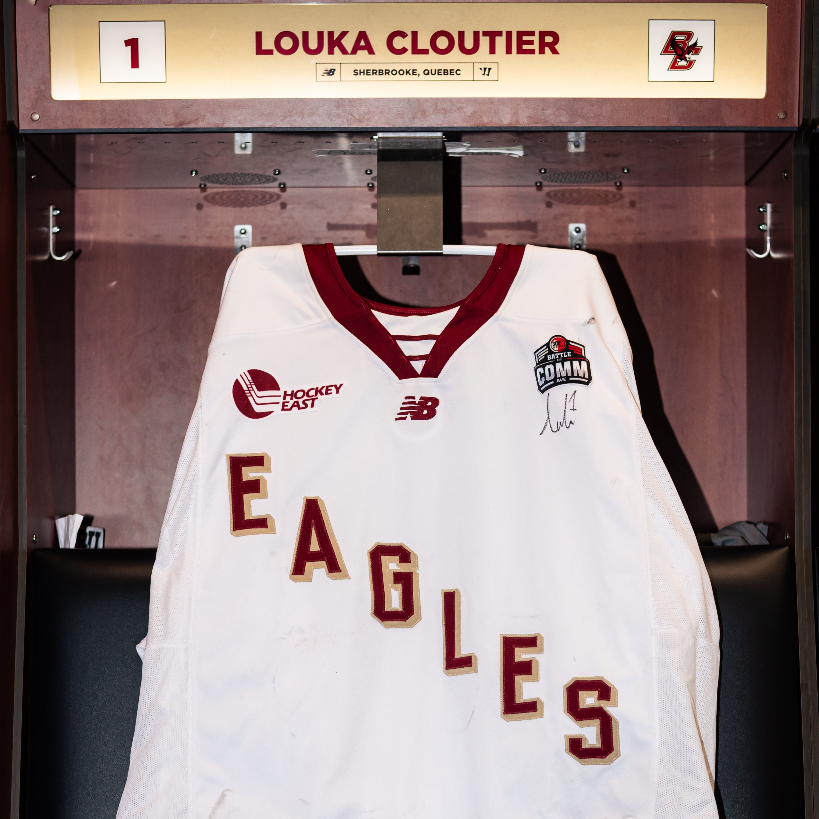Louka Cloutier Signed Game-Used Beanpot Jersey 