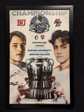 Beanpot Framed Scoresheet signed by Bruins Draft Picks Hagens and Letourneau