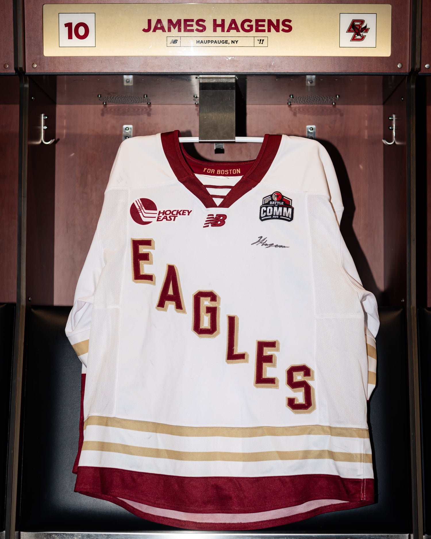 James Hagens Signed Game-Used Jersey